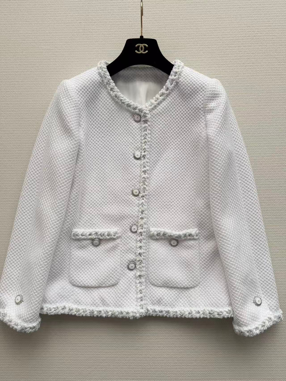 CC Jacket Round Neck White in Cotton