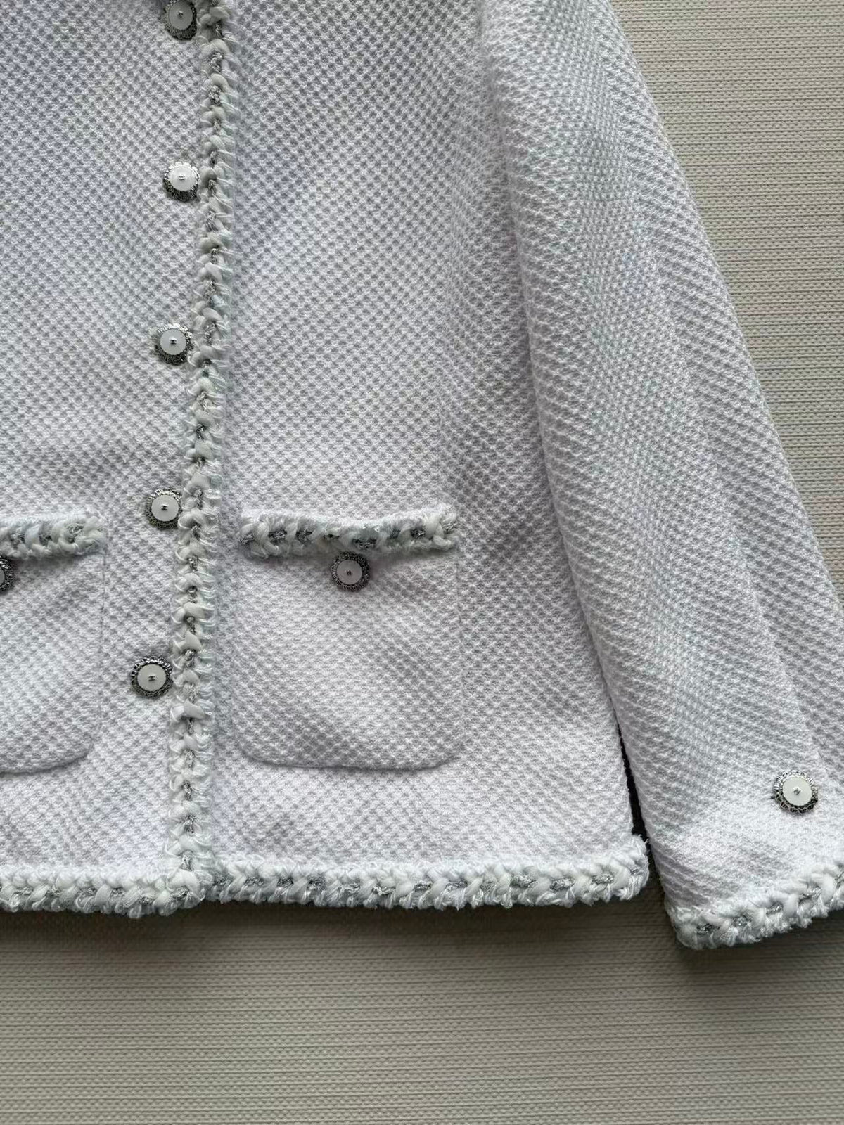CC Jacket Round Neck White in Cotton