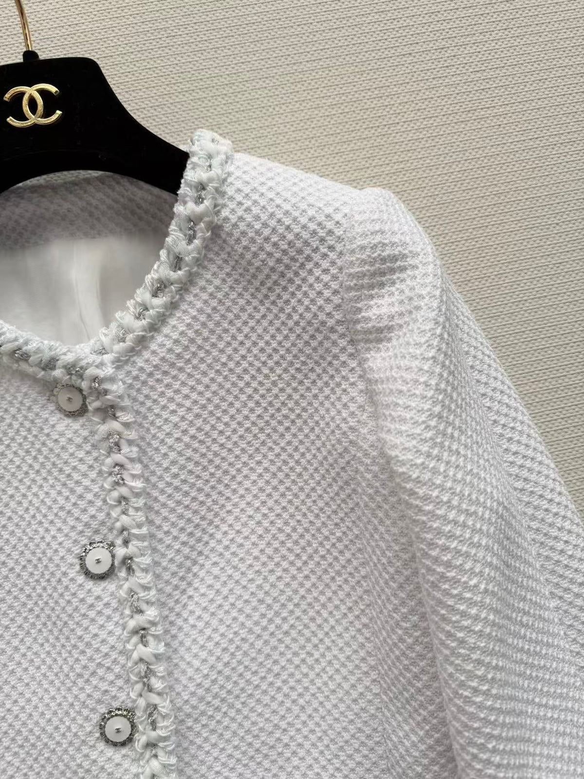 CC Jacket Round Neck White in Cotton
