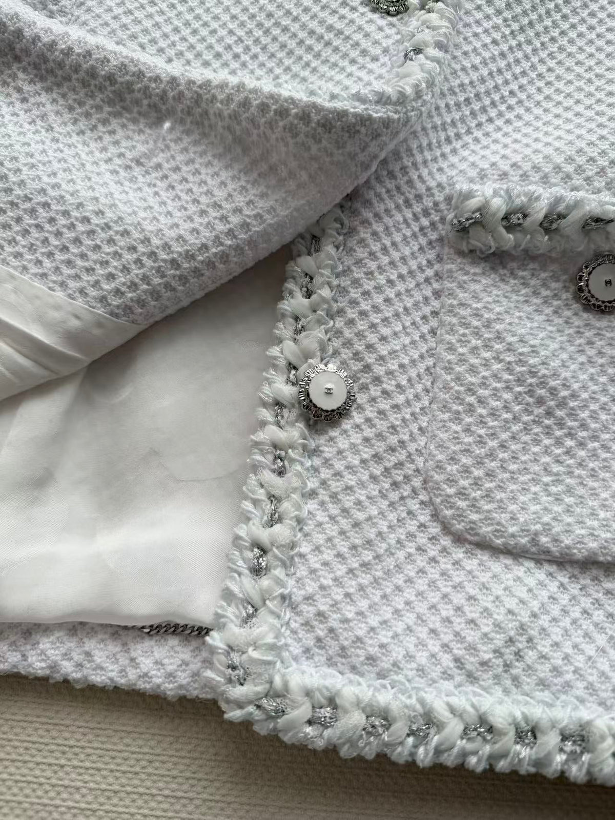 CC Jacket Round Neck White in Cotton