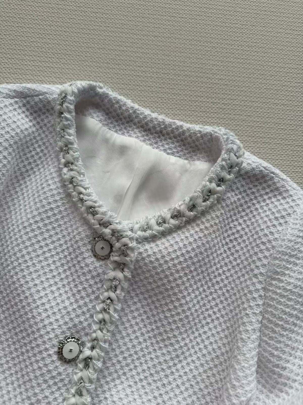 CC Jacket Round Neck White in Cotton