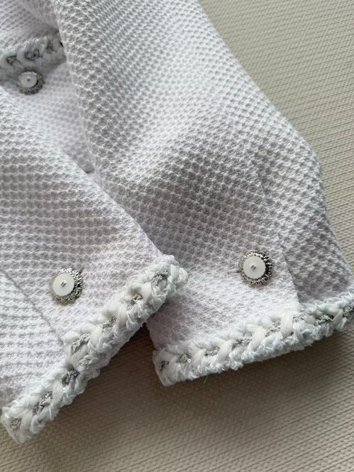 CC Jacket Round Neck White in Cotton