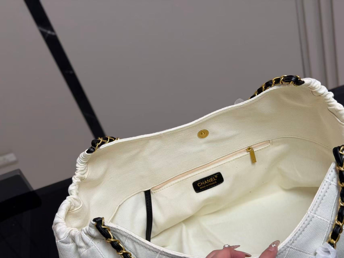 CC Coco Beach 2026 Small Tote Black White Calfskin