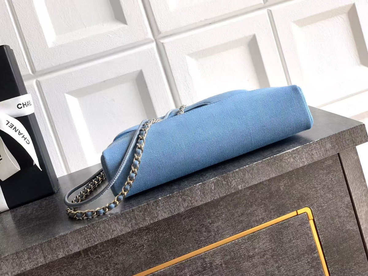 CC Mini Shopping Bag 22cm Blue Denim