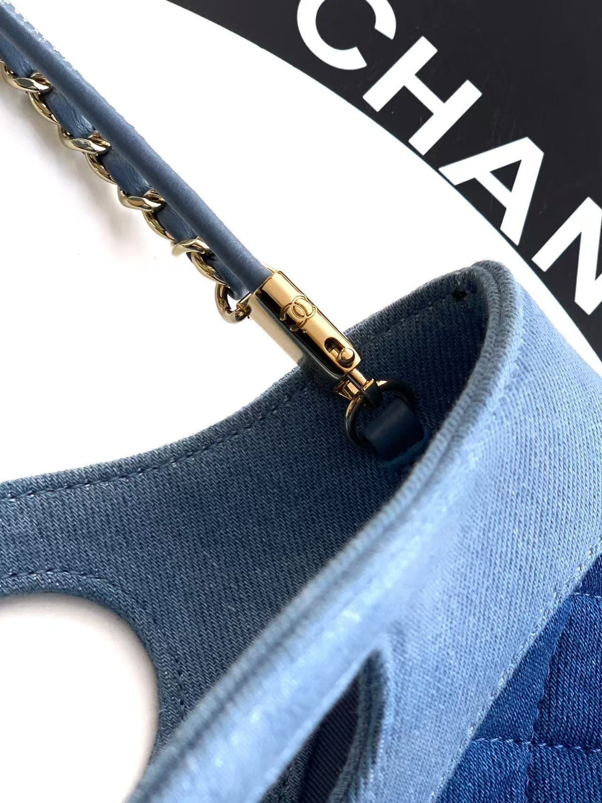 CC Mini Shopping Bag 22cm Blue Denim