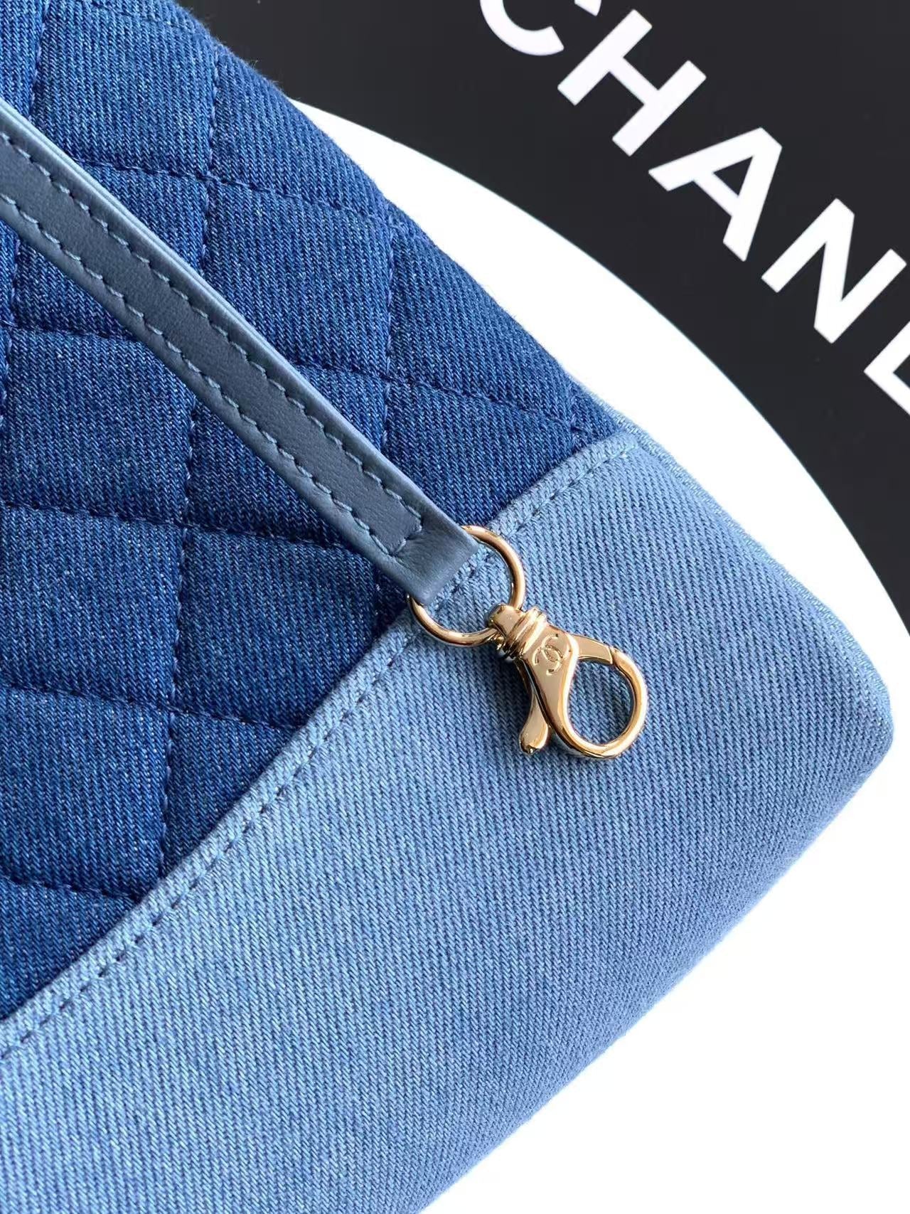 CC Mini Shopping Bag 22cm Blue Denim