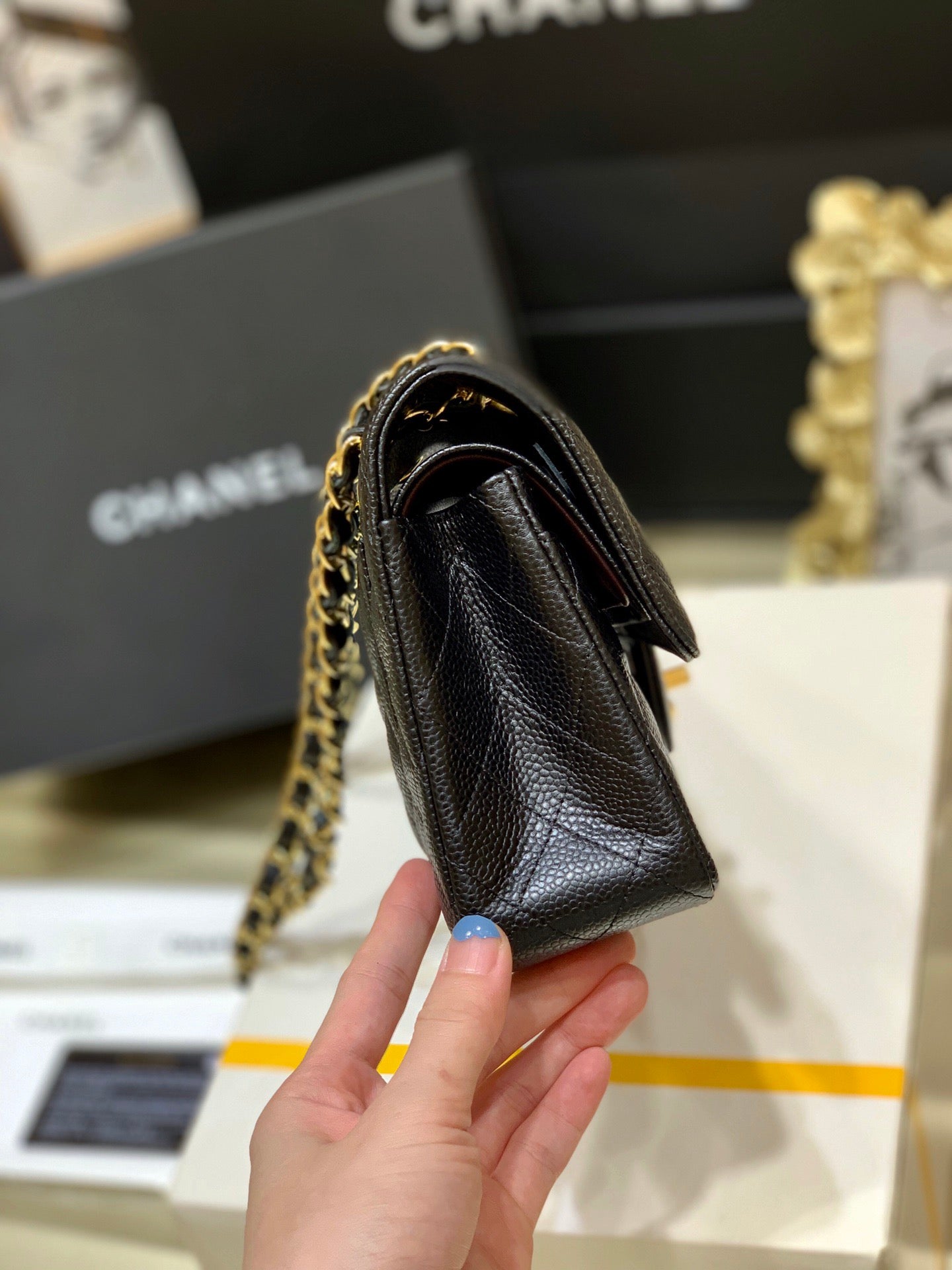 CC Mini Flap Bag 23cm Black Caviar Leather GHW