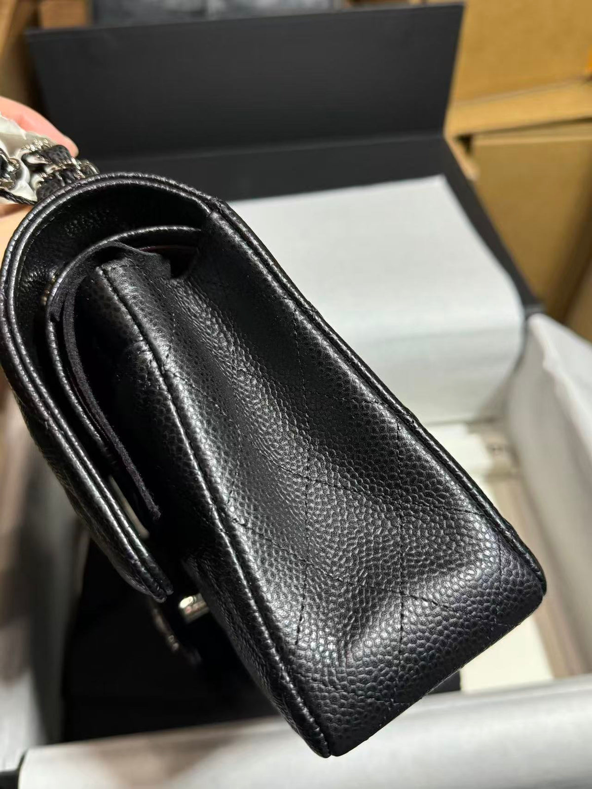 CC Mini Flap Bag 23cm Black Caviar Leather SHW