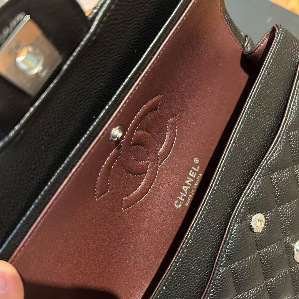 CC Mini Flap Bag 25cm Black Caviar Leather SHW