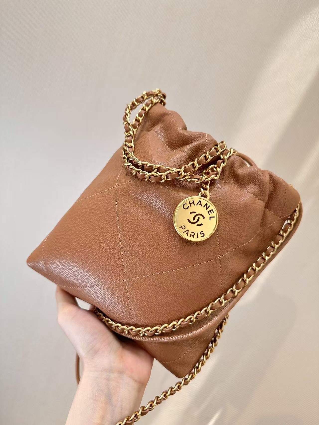 CC Hobo Mini 20cm Brown Caviar GHW