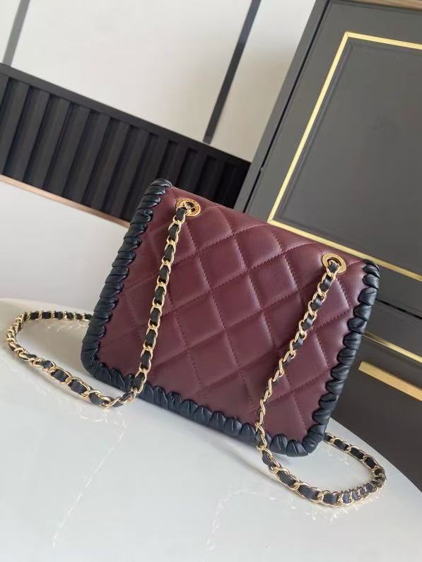 CC 2026 Pre-collection Mini Flap Bag Dark Burgundy Black Lambskin
