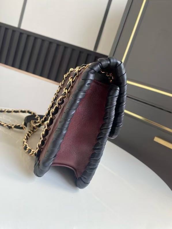 CC 2026 Pre-collection Mini Flap Bag Dark Burgundy Black Lambskin