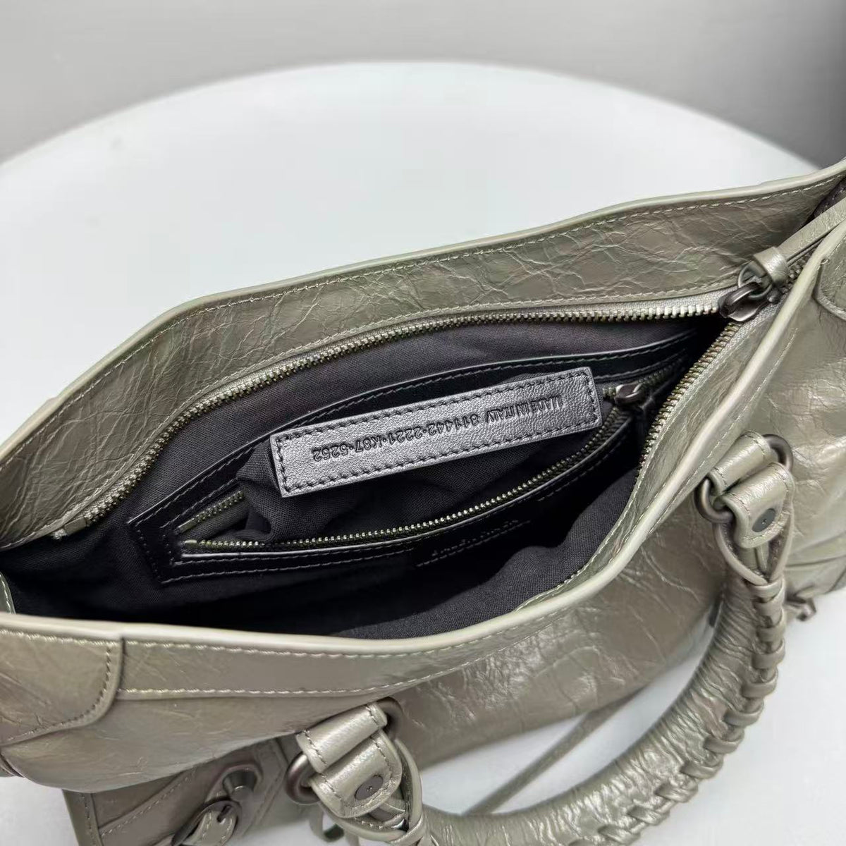 Balenciaga Le City Small Tote Bag Olive Green Arena Lambskin