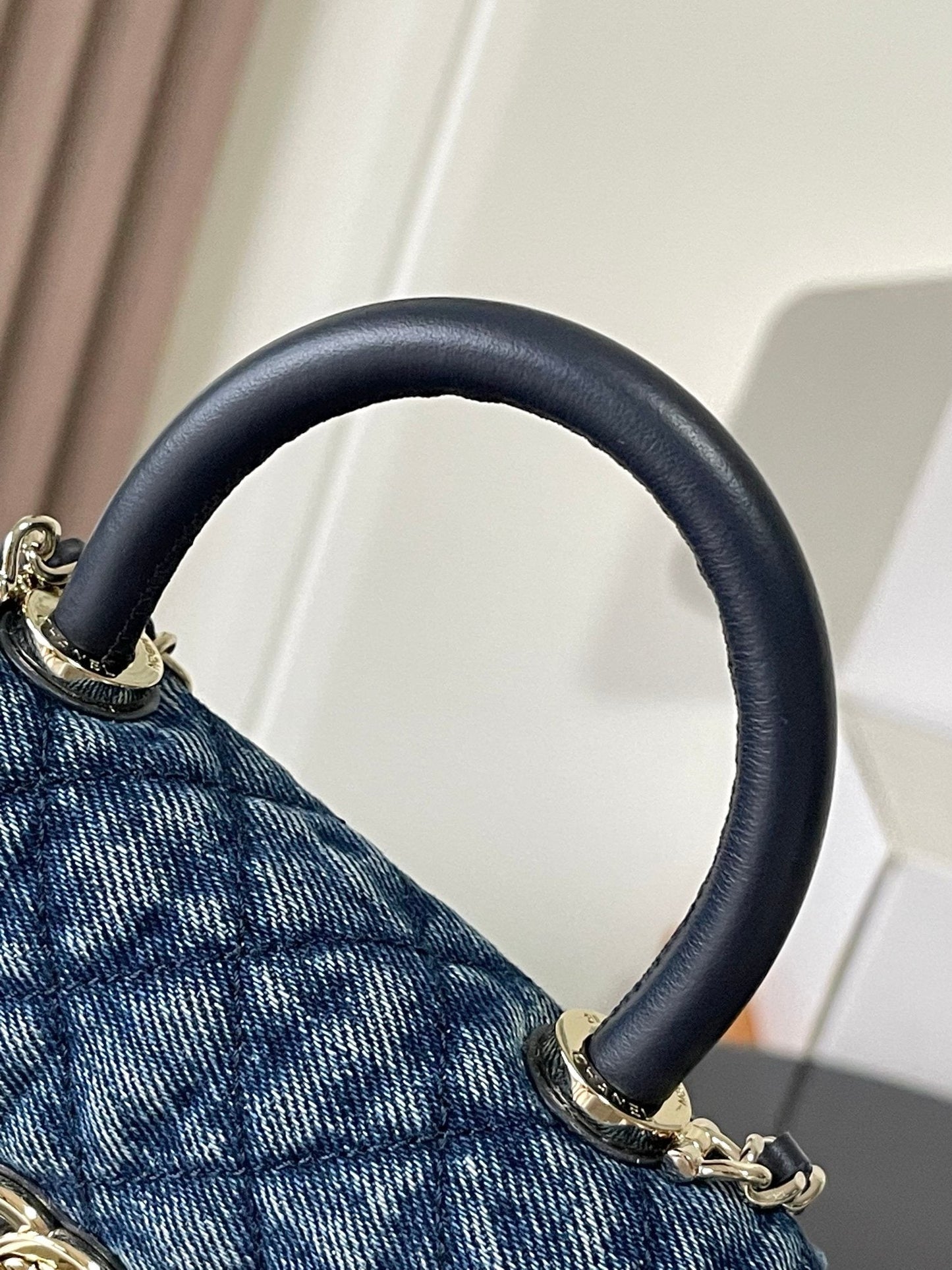 CC Coco Handbag 16.5cm Blue Quilted Denim