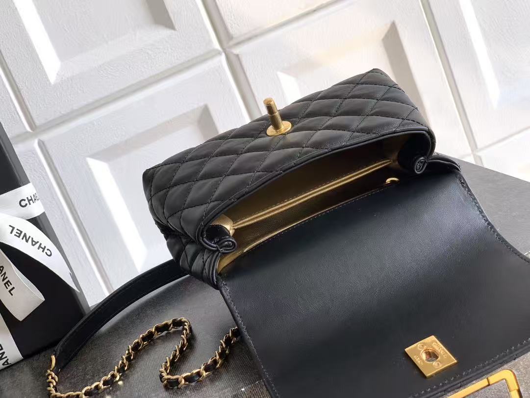 CC Mini Coco Handbag 19cm Black Calfskin