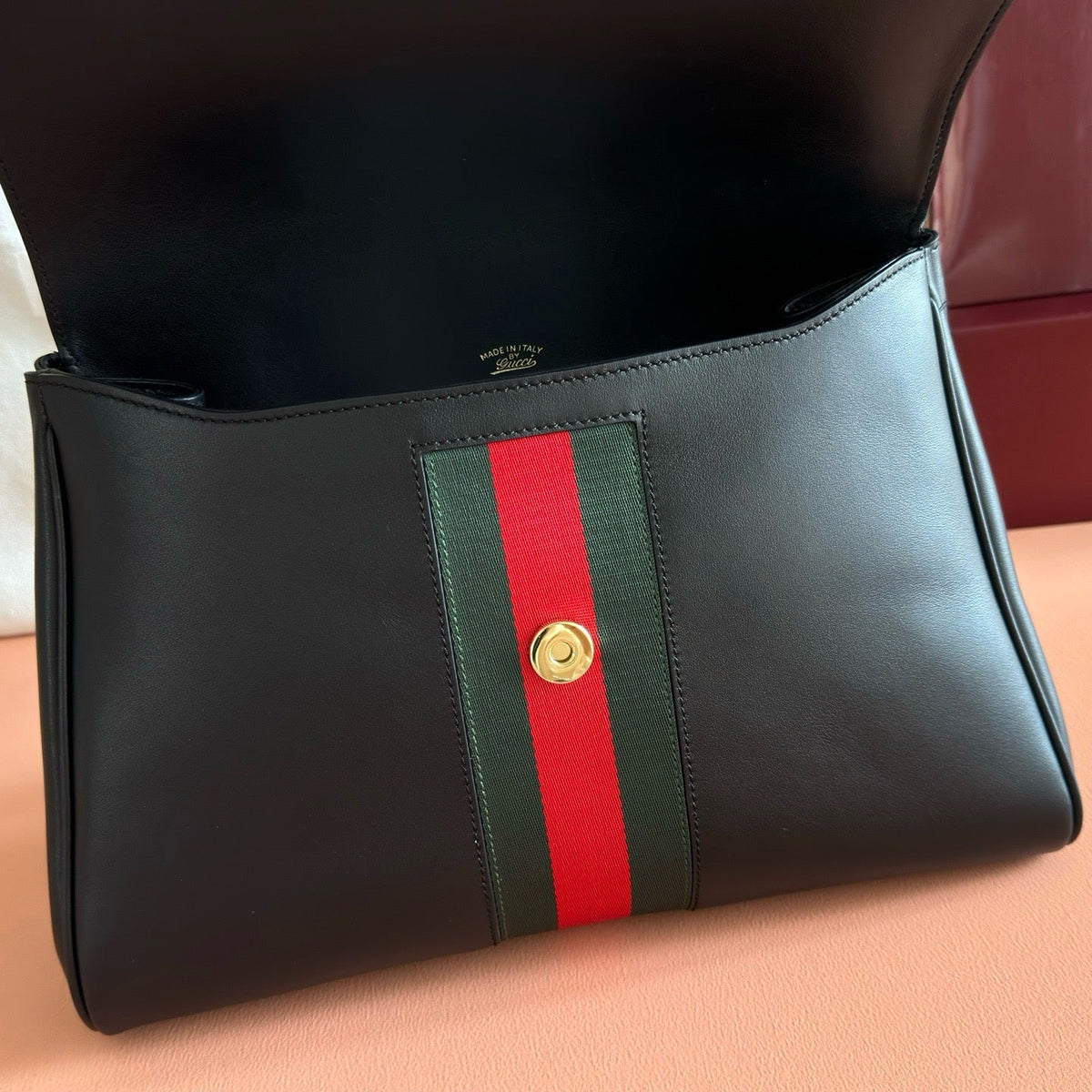 GG Paparazzo Medium Top Handle Bag 32cm Black Leather