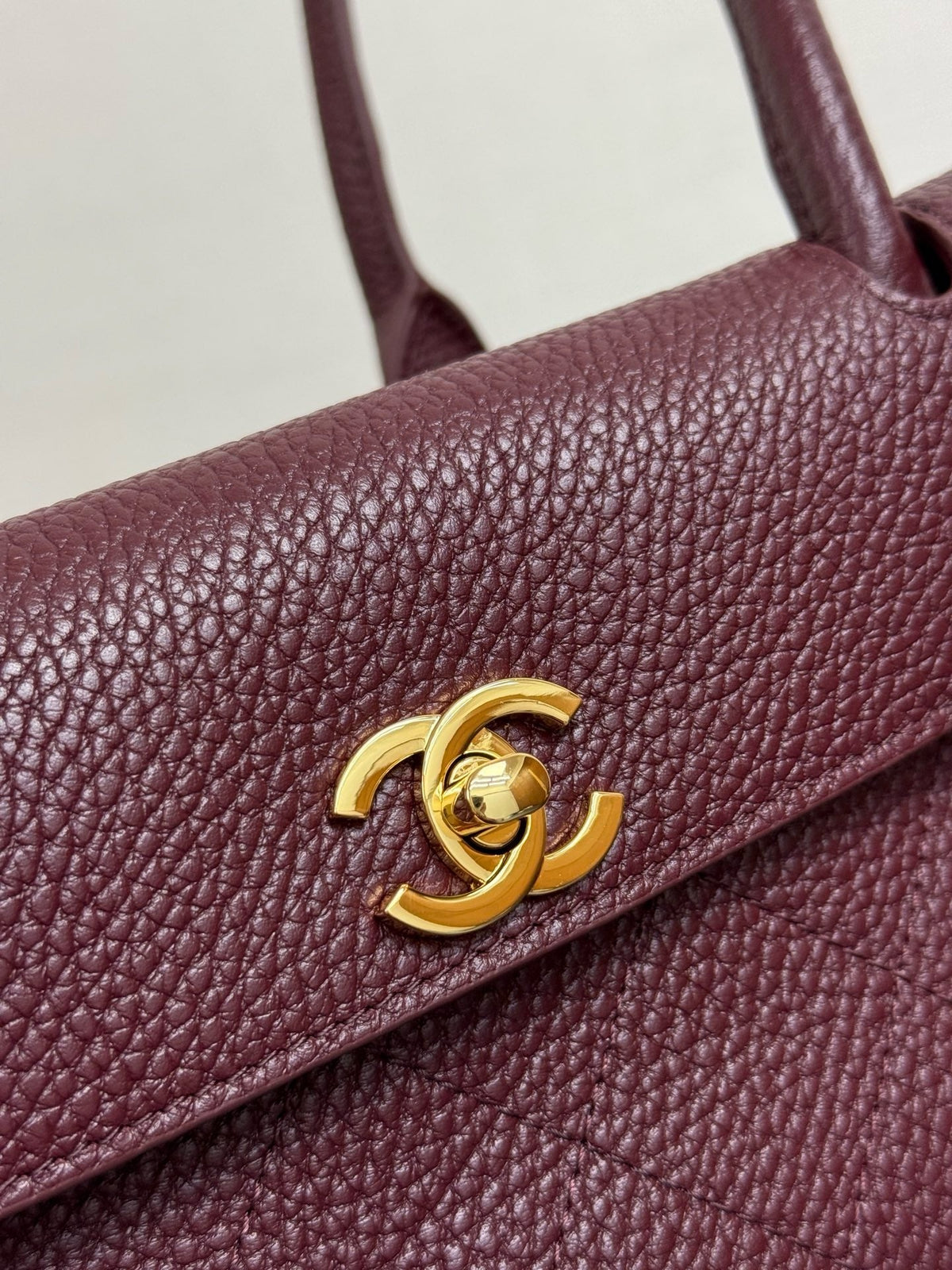 Chanel 2026 East West Bag 31cm Burgundy Grain Leather