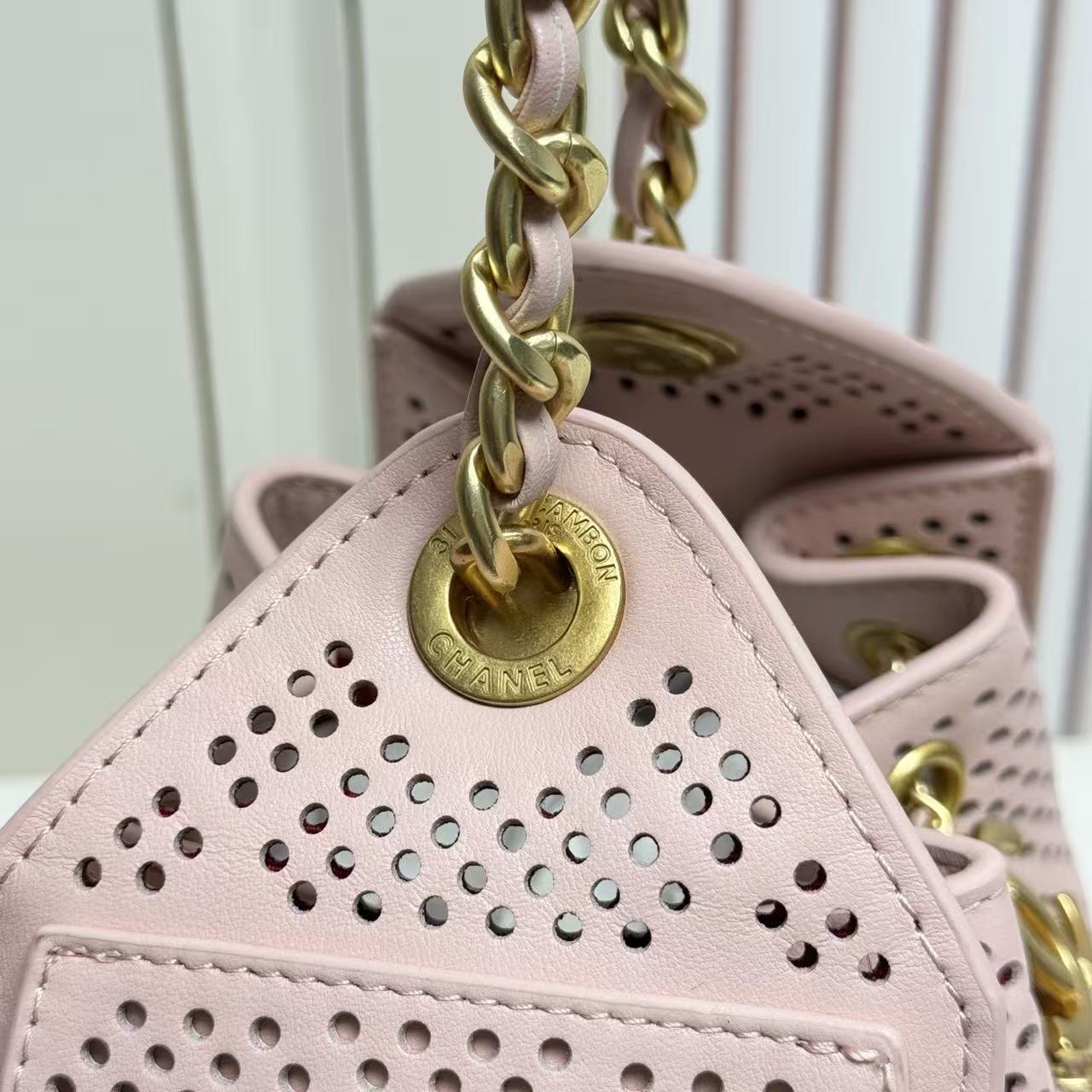 CC 26s Small Handbag 22cm Light Pink Perforated Calfskin