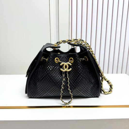 CC 26s Small Handbag 22cm Black Perforated Calfskin
