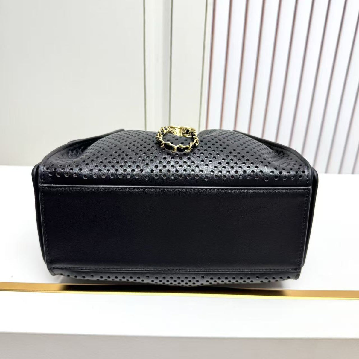 CC 26s Small Handbag 22cm Black Perforated Calfskin