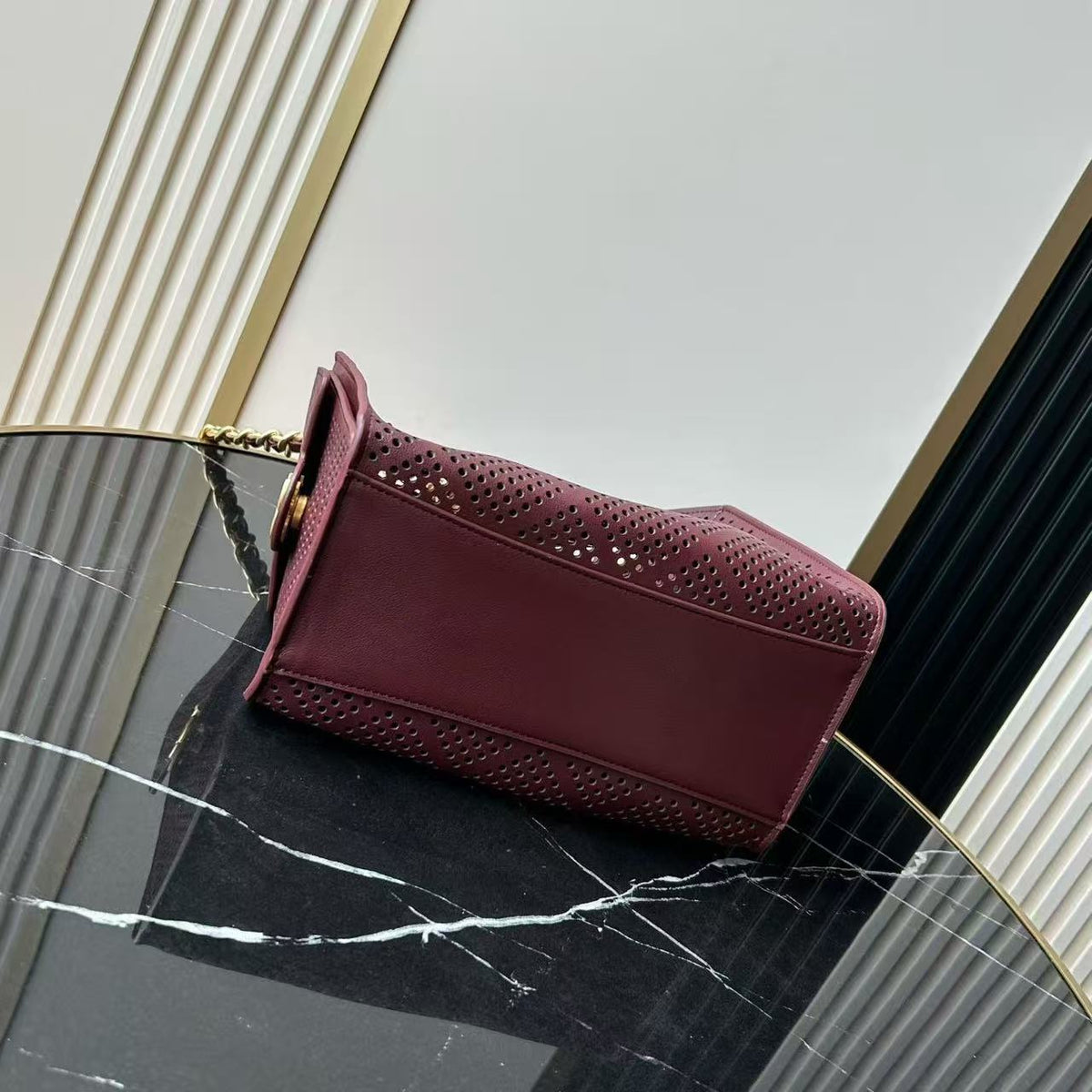 CC 26s Small Handbag 22cm Burugndy Perforated Calfskin
