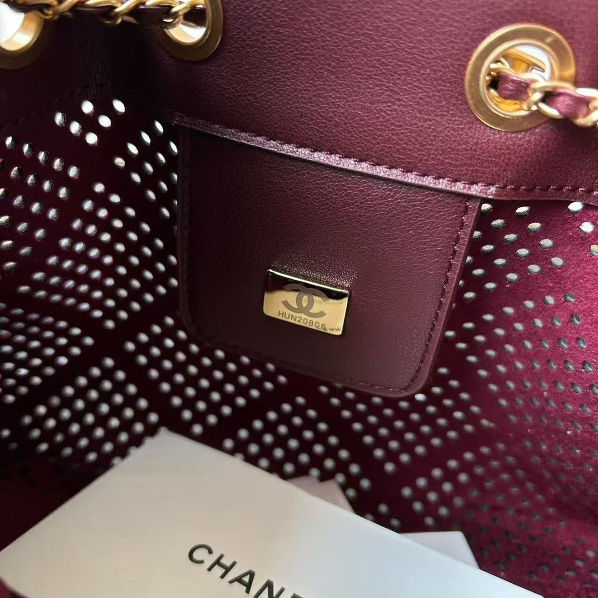 CC 26s Small Handbag 22cm Burugndy Perforated Calfskin