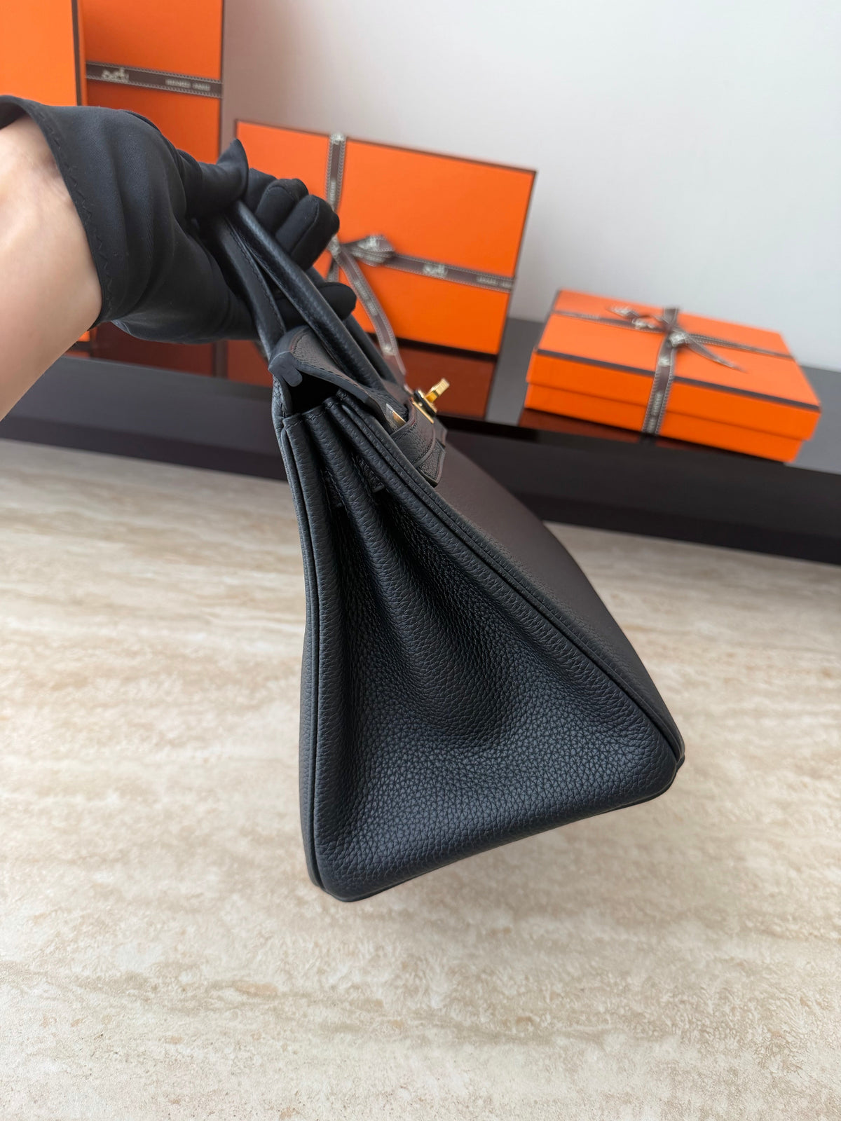 HM BIRKIN 25CM BLACK TOGO LEATHER GOLD HARDWARE (MADE - TO - ORDER)