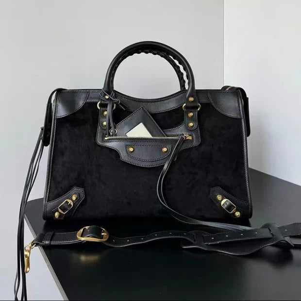 Balenciaga 2026 Le City Bag 37cm Black Suede Leather
