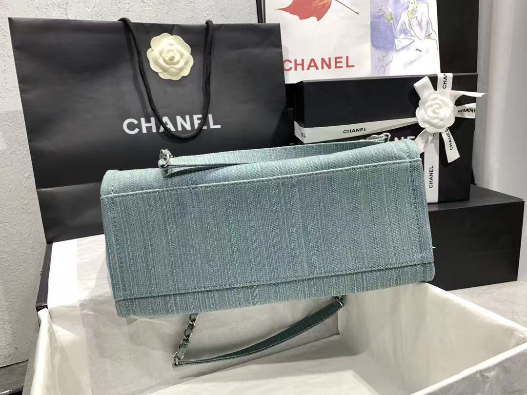 CC Large Deauville Shopping Tote Bag Blue Denim