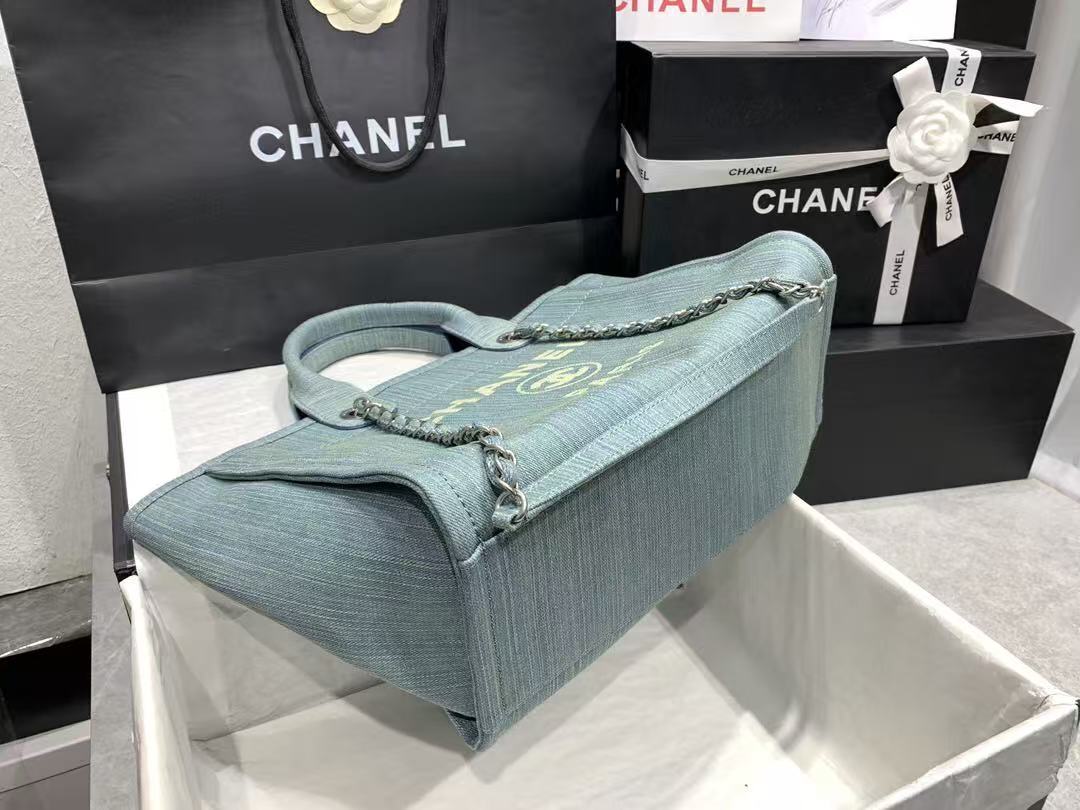 CC Large Deauville Shopping Tote Bag Blue Denim