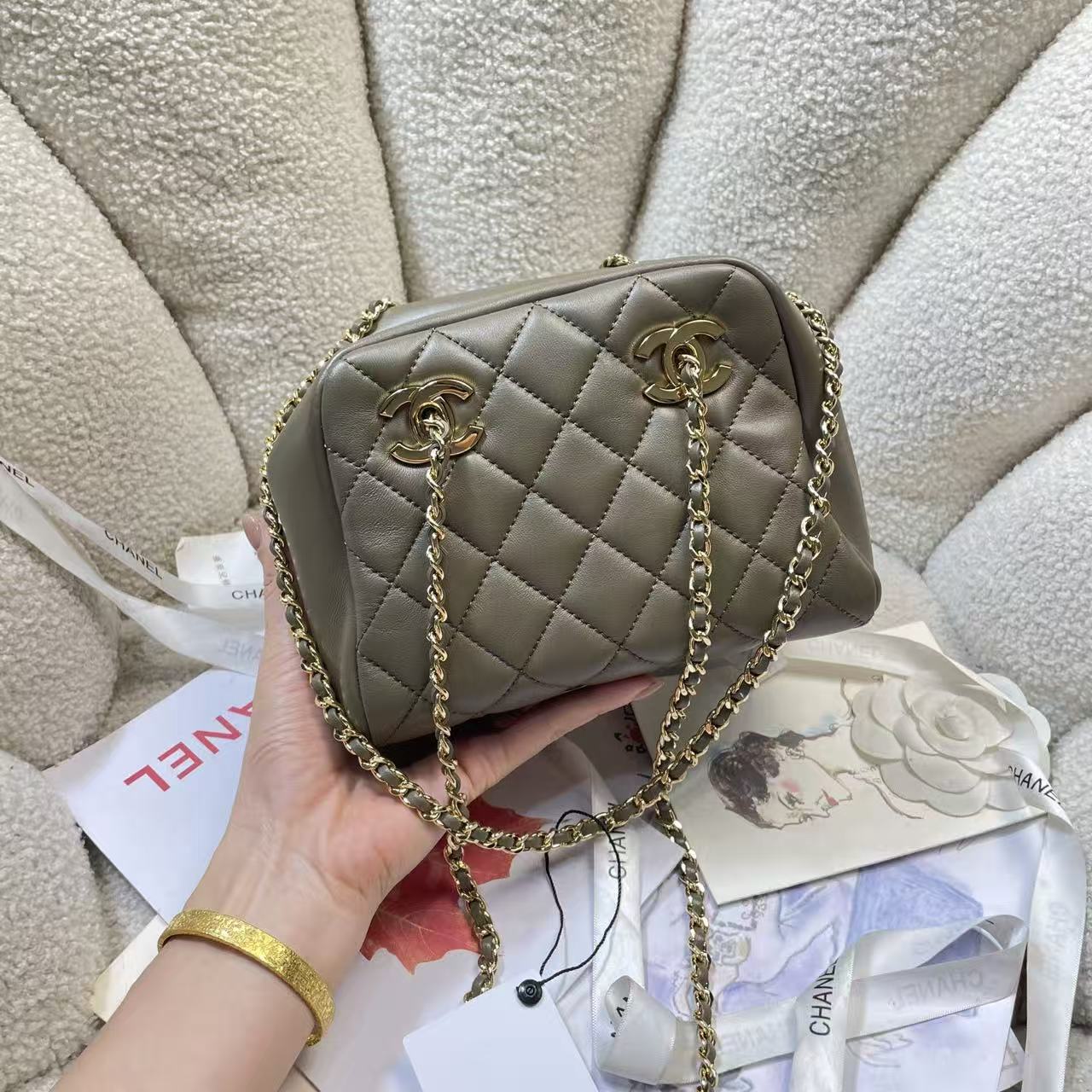 CC Métiers d’art 2026 Small Bowling Bag Dark Khaki Lambskin