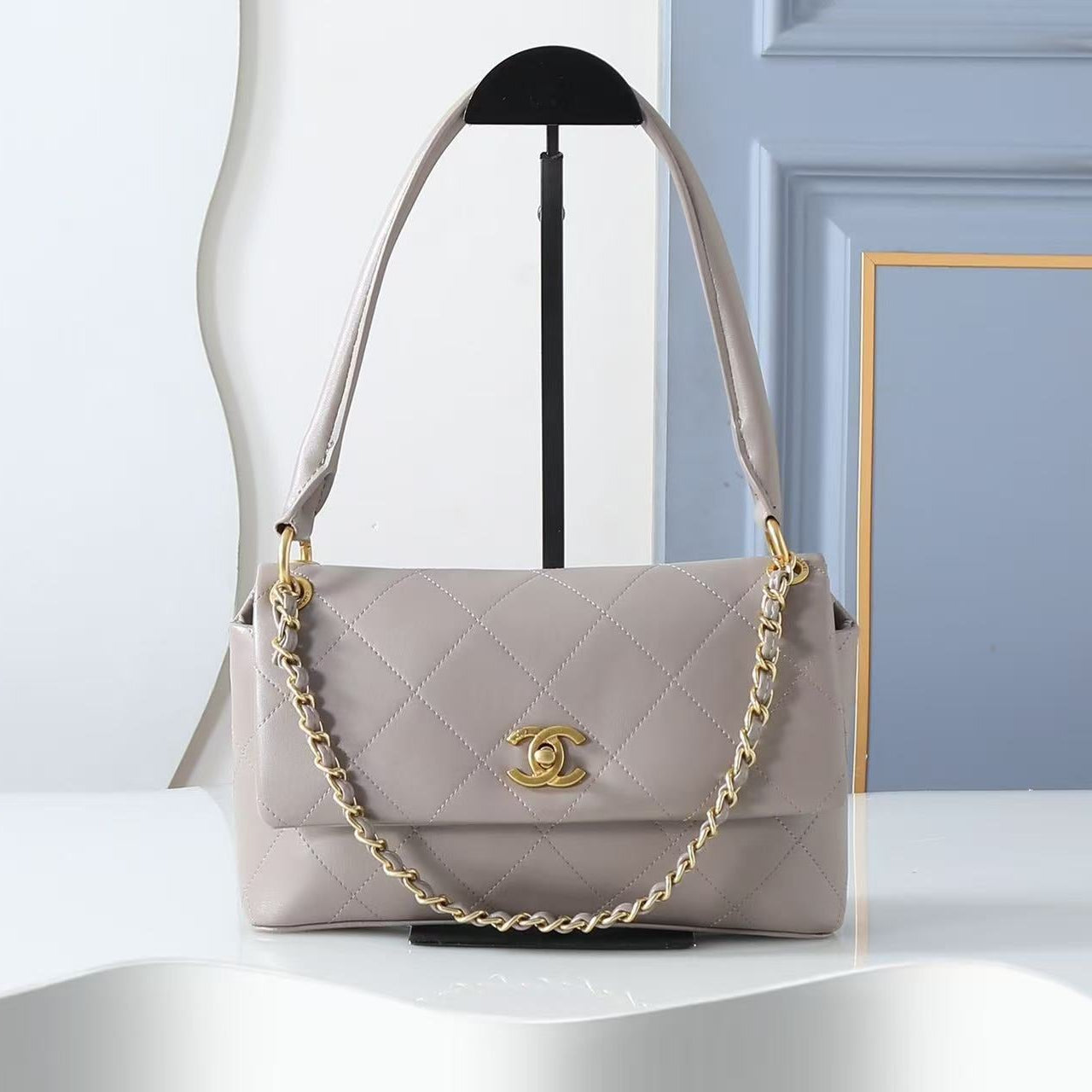 CC CC SS 2026 Pre-collection Large Flap Bag Dark Grey Lambskin