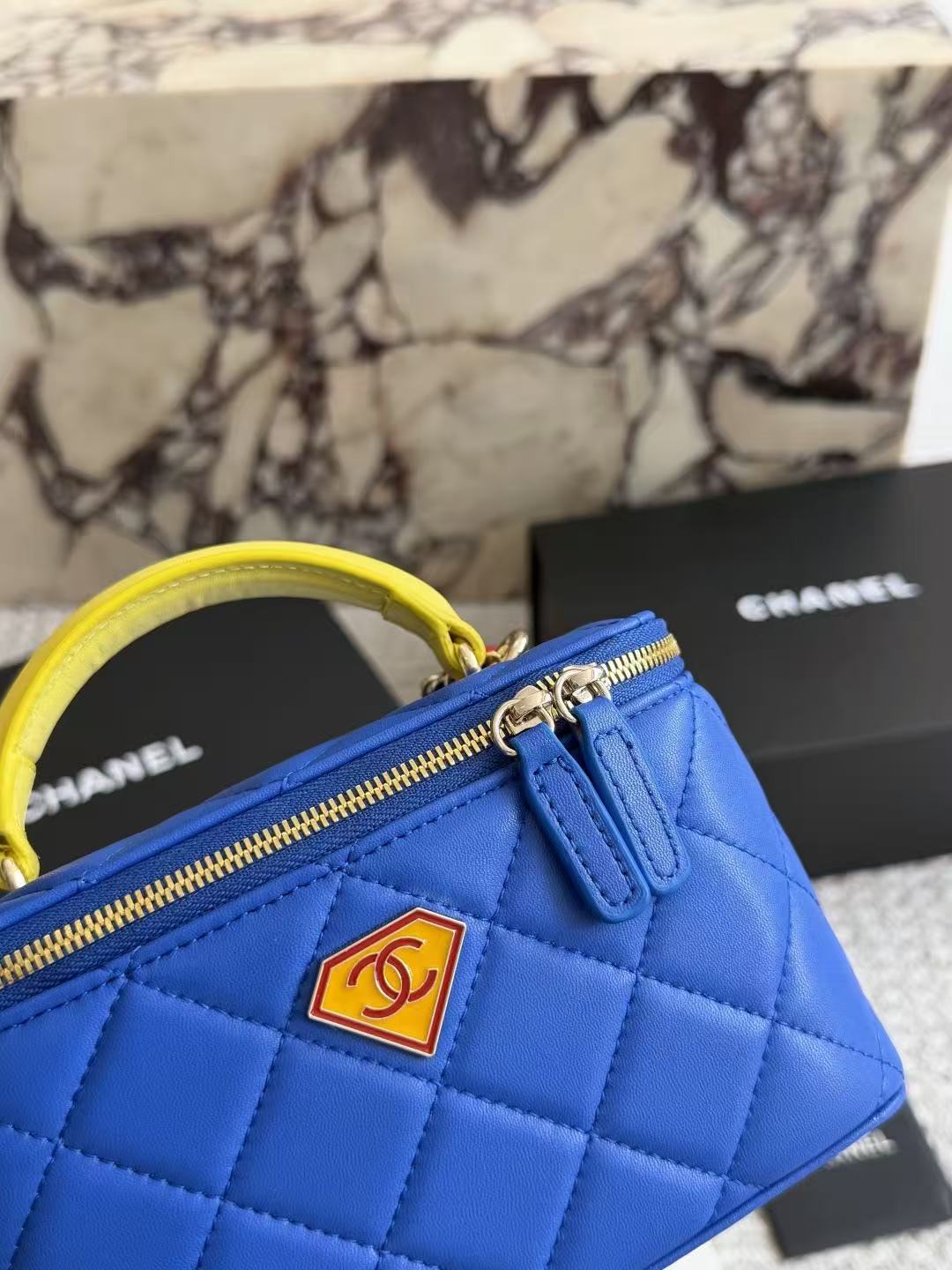 CC Long Vanity Bag 17cm Blue with Superman in Sheepskin