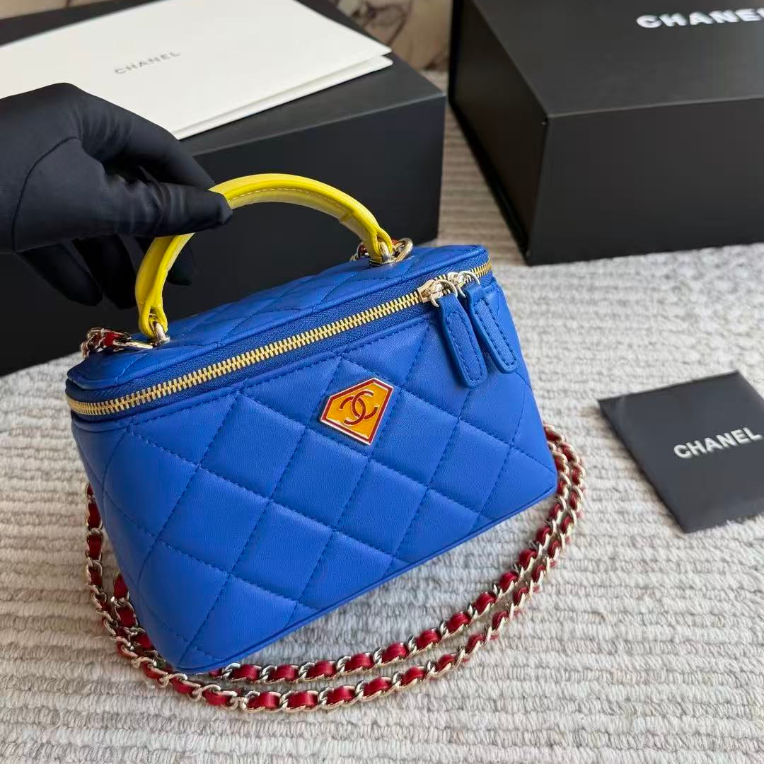 CC Long Vanity Bag 17cm Blue with Superman in Sheepskin