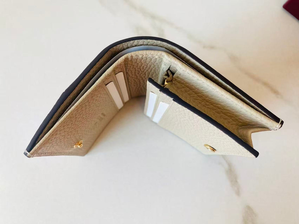 GG Bi-color GG Marmont Small Wallet Beige White CowhideCanvas
