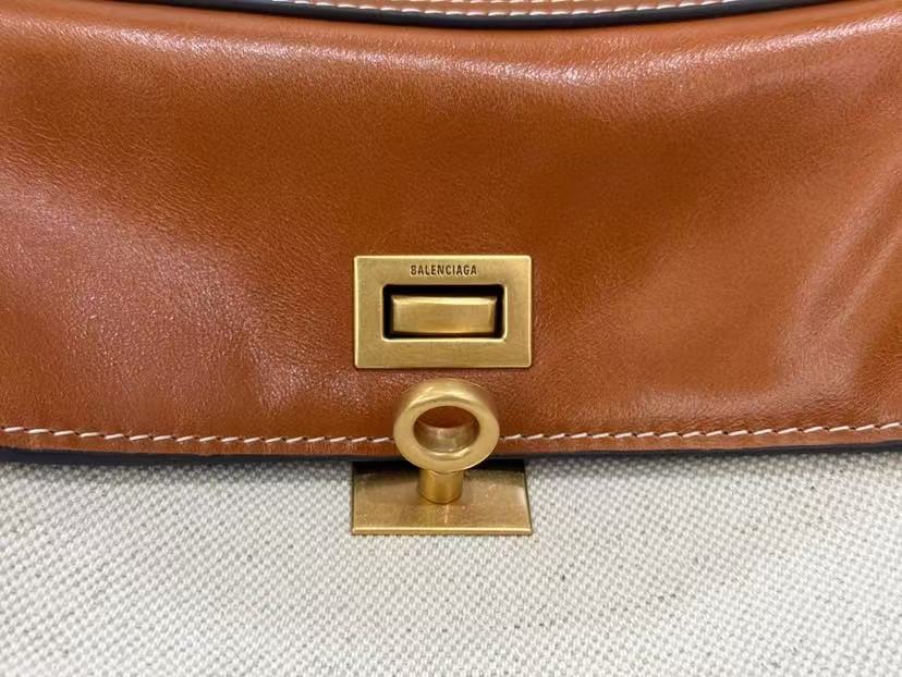 Rodeo Handbag Medium 35cm Beige Tan Brown Canvas Calfskin
