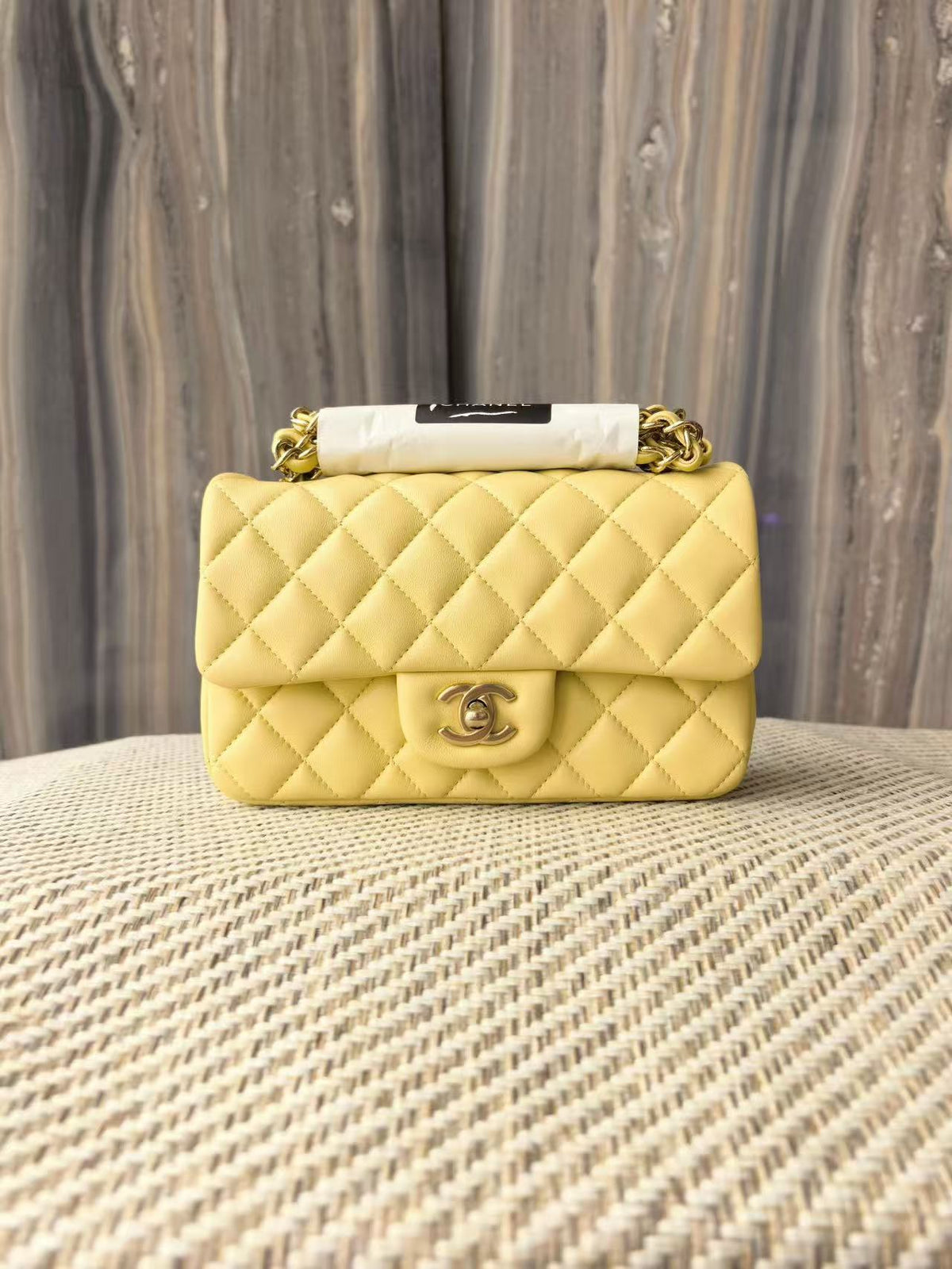 CC 26s Classic Flap Bag 20cm Light Yellow Lambskin