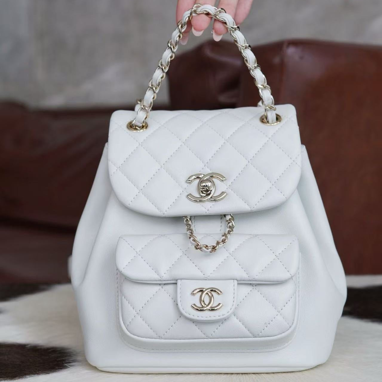 CC 24A Duma Backpack Mini White Lambskin