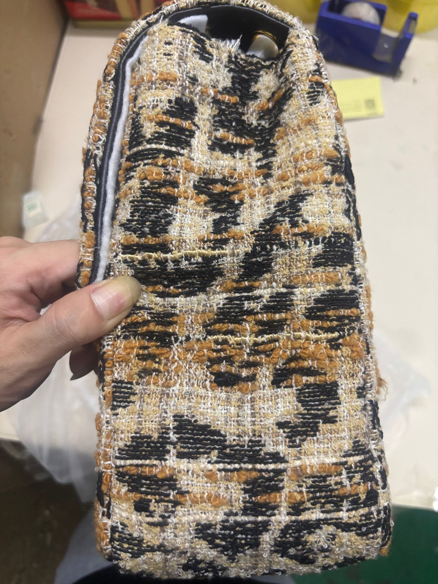 CC Bag 32cm Leopard Print Grosgrain Tweed GHW