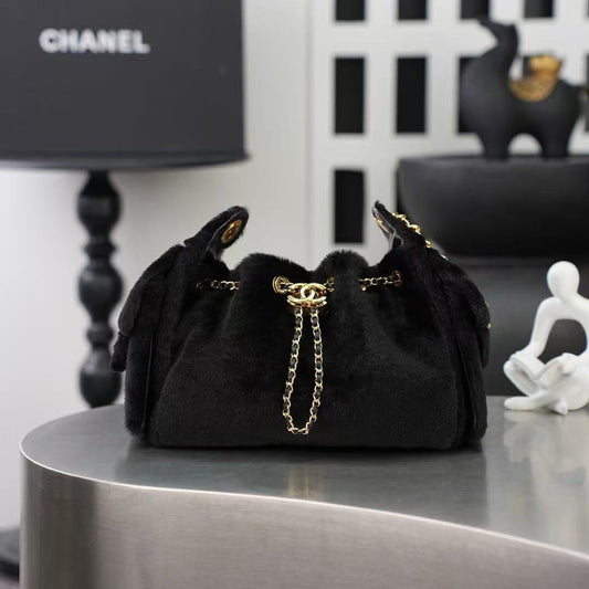 CC 2026 Hobo Bag 22cm Black Ponyhair