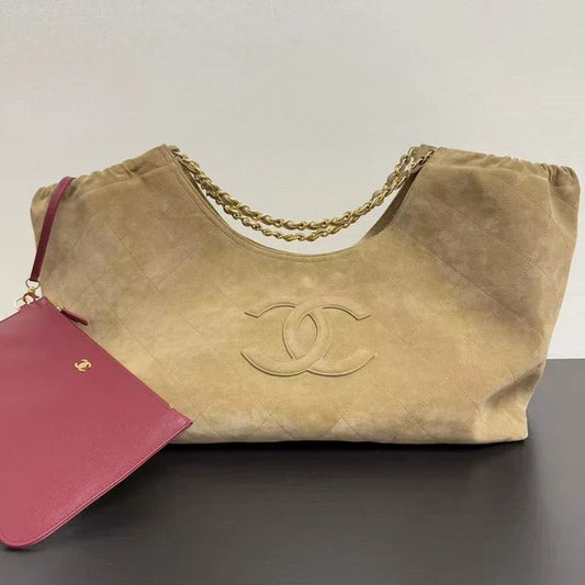 Chanel 2026 Quilted Neo Cabas Small Shopping Tote Bag 44cm Beige Suede