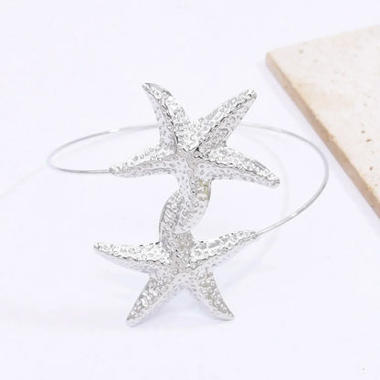 New Fashion Golden Alloy 2 Starfish Arm Bracelet for Women  Summer Beach \Dance Party Cuff Bracelets Jewlery Accessories Gifts