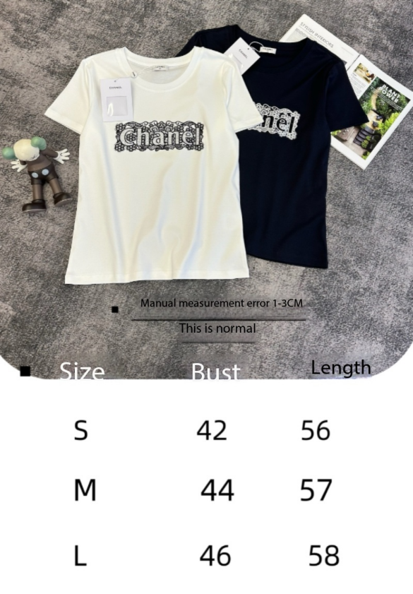 CC SS26 Lace Embroidery Logo T-Shirt Cotton 350573