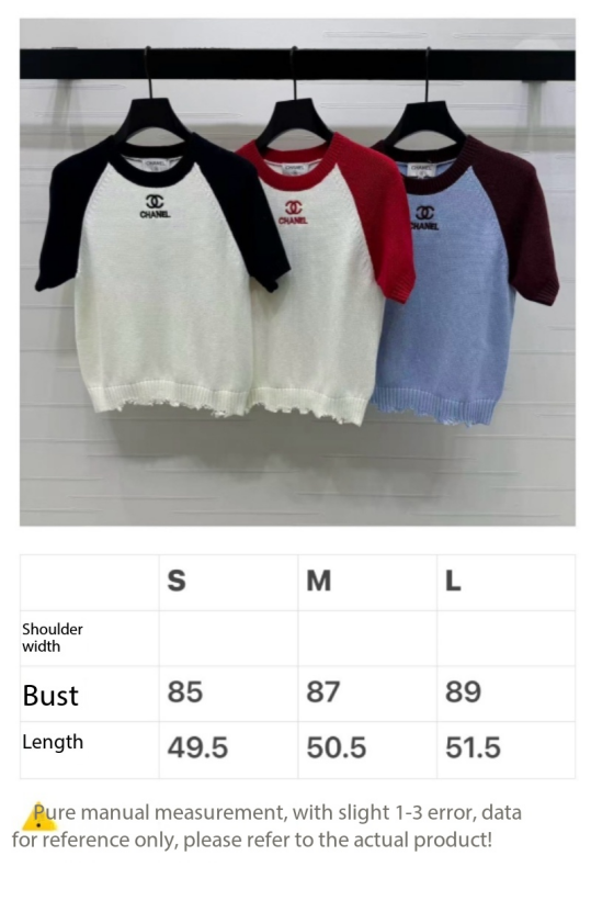 CC Short Sleeve Knitted Sweater Light Blue Burgundy Cashmere Wool 351024