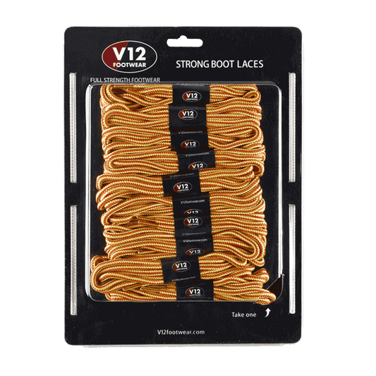V12 Footwear Extra Tough Yellow/Brown 140Cm Lace Card (10Pk)