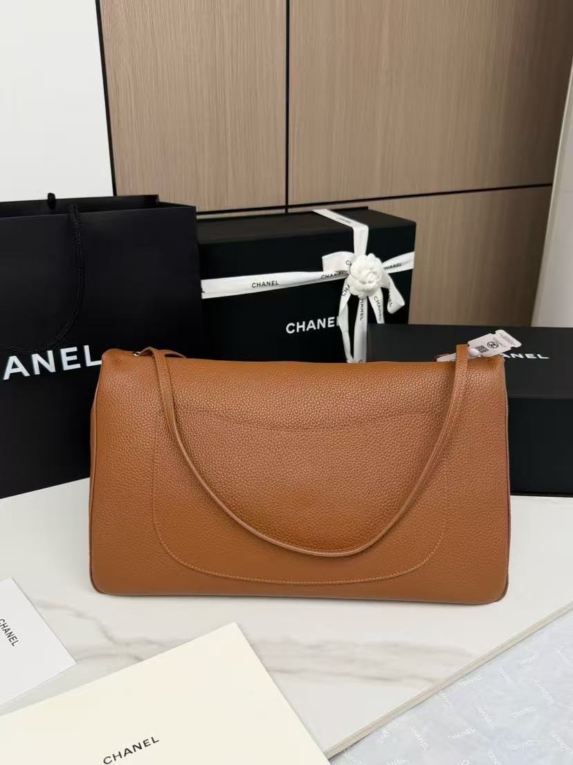 CC 26s Maxi Flap Bag 38.5cm Camel Brown Cowhide