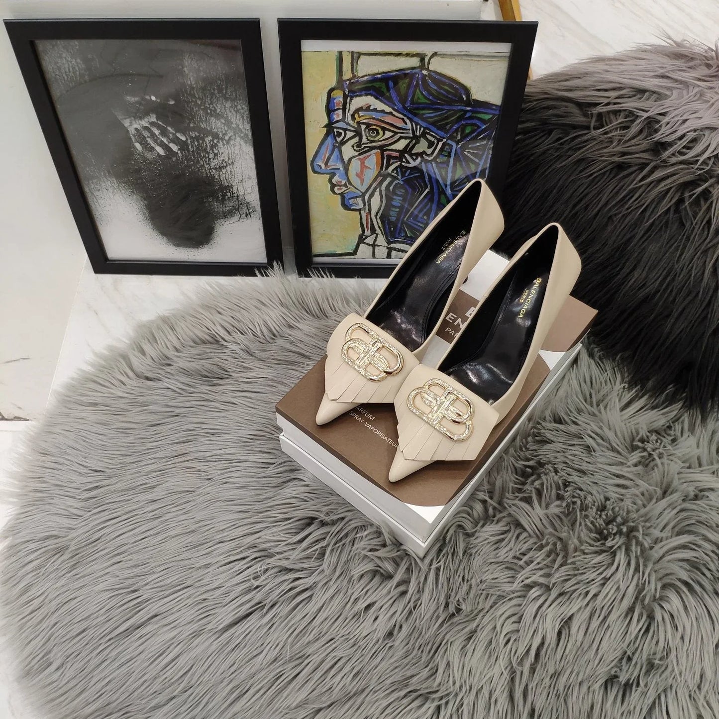 Balenciaga 26s Heel Pump 80 Double-B Cowhide 681296