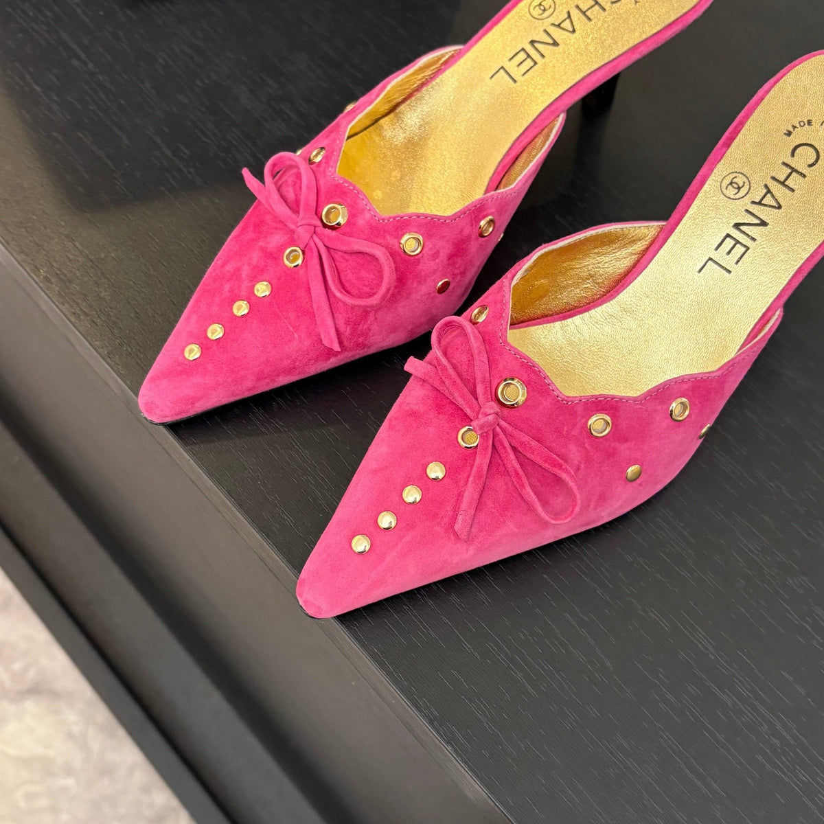 CC 2026 High Heeled Mule 65 Gold Suede Sheepskin 700582
