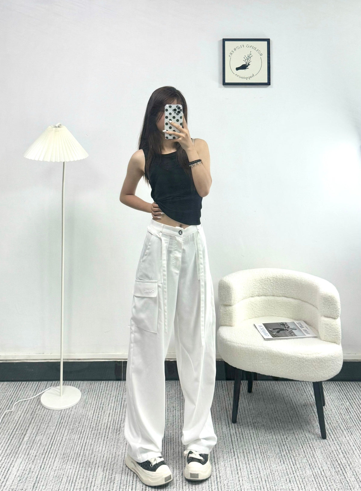 CC 26s Straight-Leg Trousers White Linen Rayon Polyester 363900