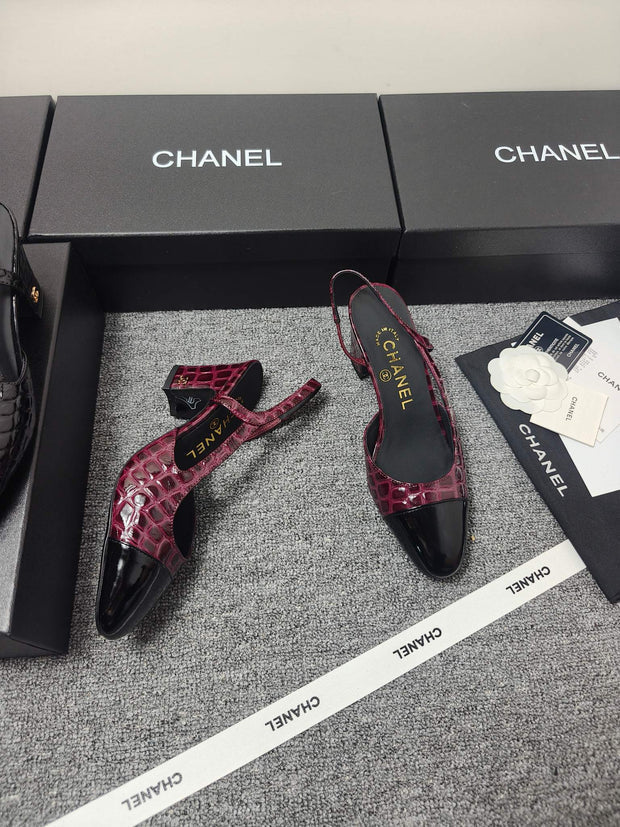 Chanel 2026 Crocodile Empossed Slingback Glossy Calfskin 855982